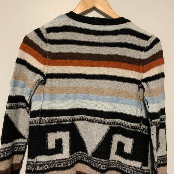 Free People Stripe Aztec Tribal Rolla Coasta Long Angora Wool Cardigan Sweater M - Picture 10 of 11